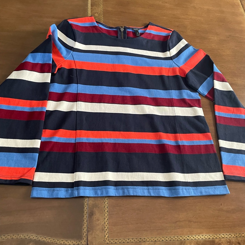 J. Crew Bold Multi-Stripe Cotton Tee in Navy, Red, Light Blue, Cream